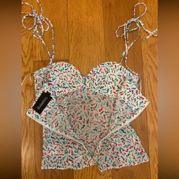 Realisation Par THE ANA Camisole in White Squiggle, size XS - Picture 12 of 15